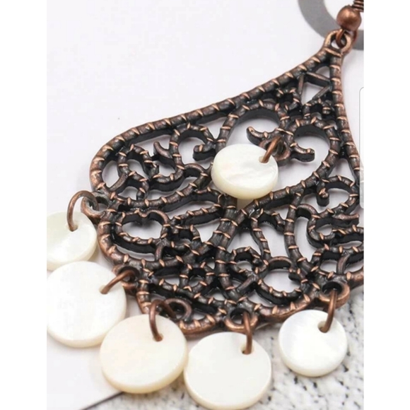 Boho Vintage Disc Detail Hollow Drop Earrings - Picture 3 of 4